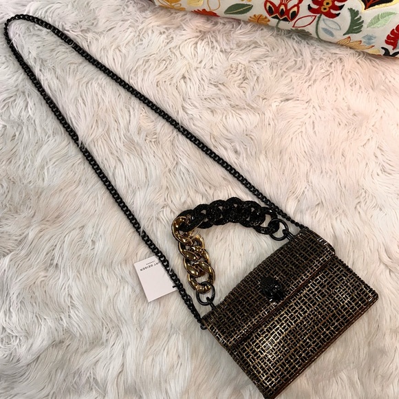 Kurt Geiger • Kensington Gold and Black Rhinestone Cuban Link Purse - Picture 6 of 16